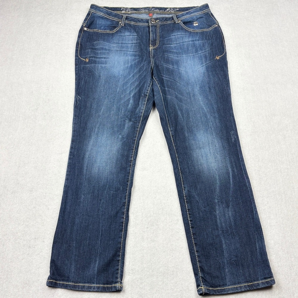 Apple Bottoms Womens 18 Dark Wash Embroidered Apple Pocket Y2K Jeans ASJ0389Z